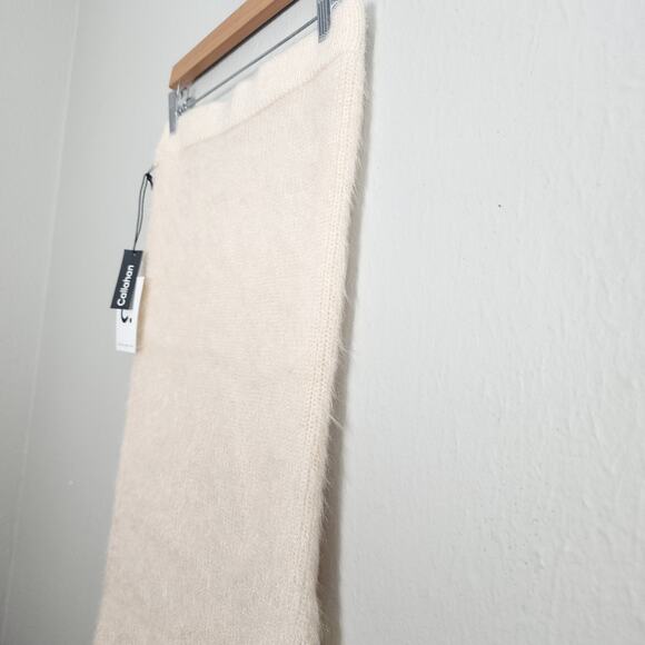 Callahan Revolve Genny Fuzzy Eyelash Knit Midi Skirt Cream White XS Cozy - Picture 11 of 16